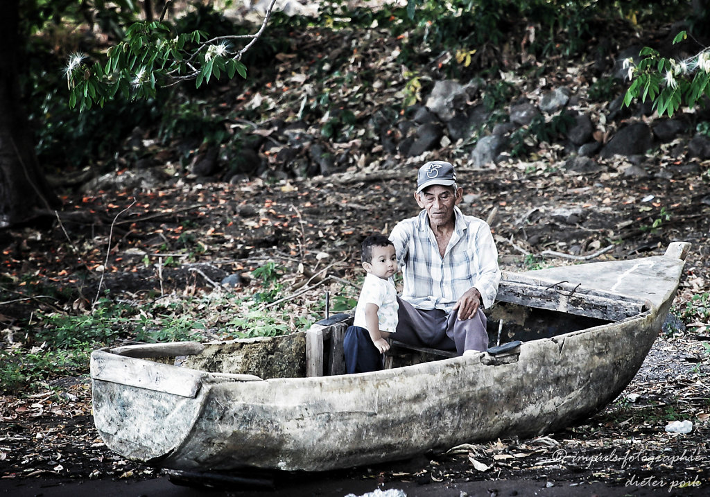 Grandfather in boat
